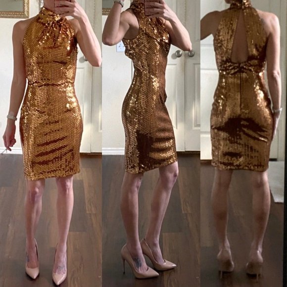 Lillie Rubin Dresses & Skirts - Lillie Rubin vintage brown bronze sleeveless sequin midi bodycon cocktail dress